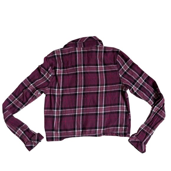 Vans Cropped Flannel Long Sleeved Shirt (Purple Plaid) - Size XS - Picture 3 of 9